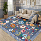 Washable Rugs Living Room Floral Rug Non-Slip