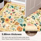 Washable Rugs Living Room Floral Rug Non-Slip