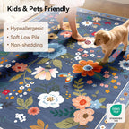 Washable Rugs Living Room Floral Rug Non-Slip
