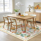 Washable Rugs Living Room Floral Rug Non-Slip
