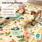 Washable Rugs Living Room Floral Rug Non-Slip