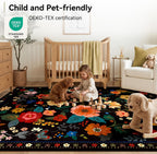 Washable Rugs Living Room Floral Rug Non-Slip