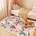 Washable Rugs Living Room Floral Rug Non-Slip