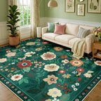 Washable Rugs Living Room Floral Rug Non-Slip