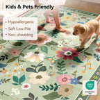 Washable Rugs Living Room Floral Rug Non-Slip