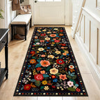 Washable Rugs Living Room Floral Rug Non-Slip