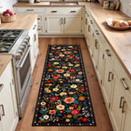 Washable Rugs Living Room Floral Rug Non-Slip