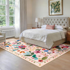 Washable Rugs Living Room Floral Rug Non-Slip