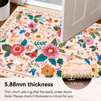 Washable Rugs Living Room Floral Rug Non-Slip