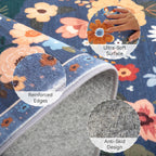 Washable Rugs Living Room Floral Rug Non-Slip