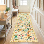 Washable Rugs Living Room Floral Rug Non-Slip