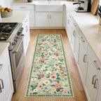 Washable Rugs Living Room Floral Rug Non-Slip