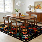 Washable Rugs Living Room Floral Rug Non-Slip