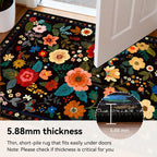 Washable Rugs Living Room Floral Rug Non-Slip