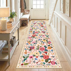 Washable Rugs Living Room Floral Rug Non-Slip