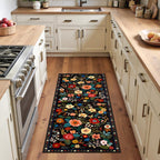 Washable Rugs Living Room Floral Rug Non-Slip