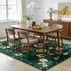 Washable Rugs Living Room Floral Rug Non-Slip