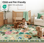 Washable Rugs Living Room Floral Rug Non-Slip