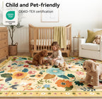 Washable Rugs Living Room Floral Rug Non-Slip