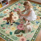 Washable Rugs Living Room Floral Rug Non-Slip