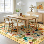 Washable Rugs Living Room Floral Rug Non-Slip