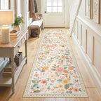 Washable Rugs Living Room Floral Rug Non-Slip