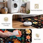 Washable Rugs Living Room Floral Rug Non-Slip