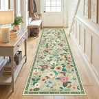 Washable Rugs Living Room Floral Rug Non-Slip