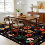 Washable Rugs Living Room Floral Rug Non-Slip