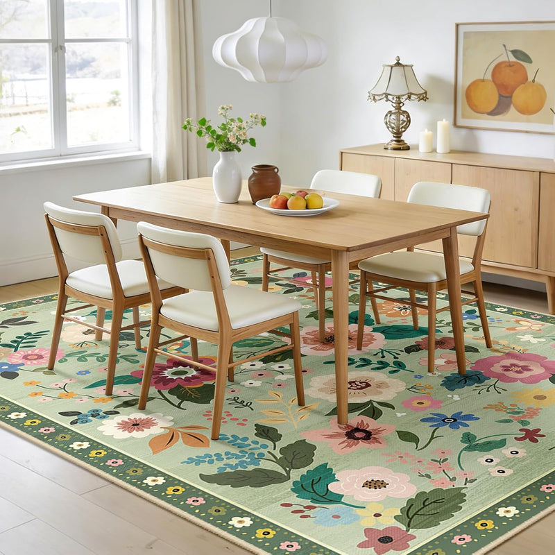 Rugs Living Room Machine Washable Floral Rug