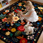 Washable Rugs Living Room Floral Rug Non-Slip