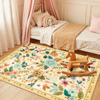 Washable Rugs Living Room Floral Rug Non-Slip