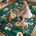 Washable Rugs Living Room Floral Rug Non-Slip