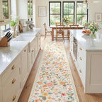 Washable Rugs Living Room Floral Rug Non-Slip