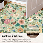 Washable Rugs Living Room Floral Rug Non-Slip
