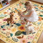 Washable Rugs Living Room Floral Rug Non-Slip