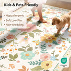 Washable Rugs Living Room Floral Rug Non-Slip
