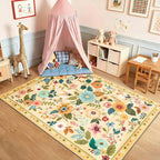Washable Rugs Living Room Floral Rug Non-Slip