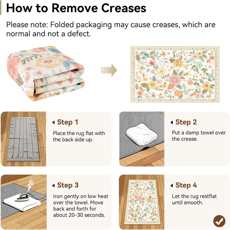 Rugs Living Room Machine Washable Floral Rug