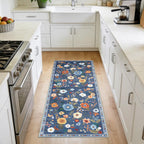 Washable Rugs Living Room Floral Rug Non-Slip