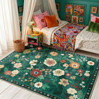 Washable Rugs Living Room Floral Rug Non-Slip