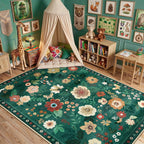 Washable Rugs Living Room Floral Rug Non-Slip
