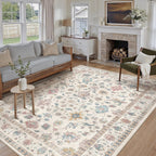 Washable Rugs Living Room Floral Vintage
