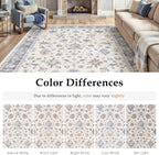 Washable Rugs Living Room Floral Vintage
