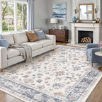 Washable Rugs Living Room Floral Vintage