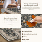 Washable Rugs Living Room Floral Vintage