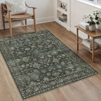 Washable Rugs Living Room Floral Vintage