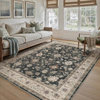 Washable Rugs Living Room Floral Vintage