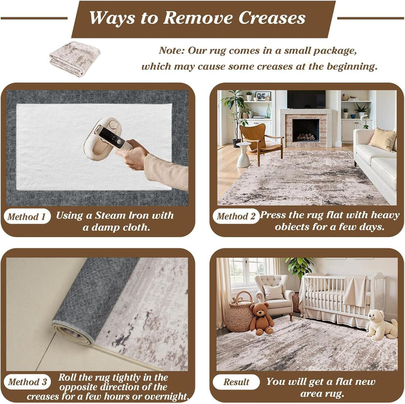 Washable Rugs Living Room Large Ultra Thin