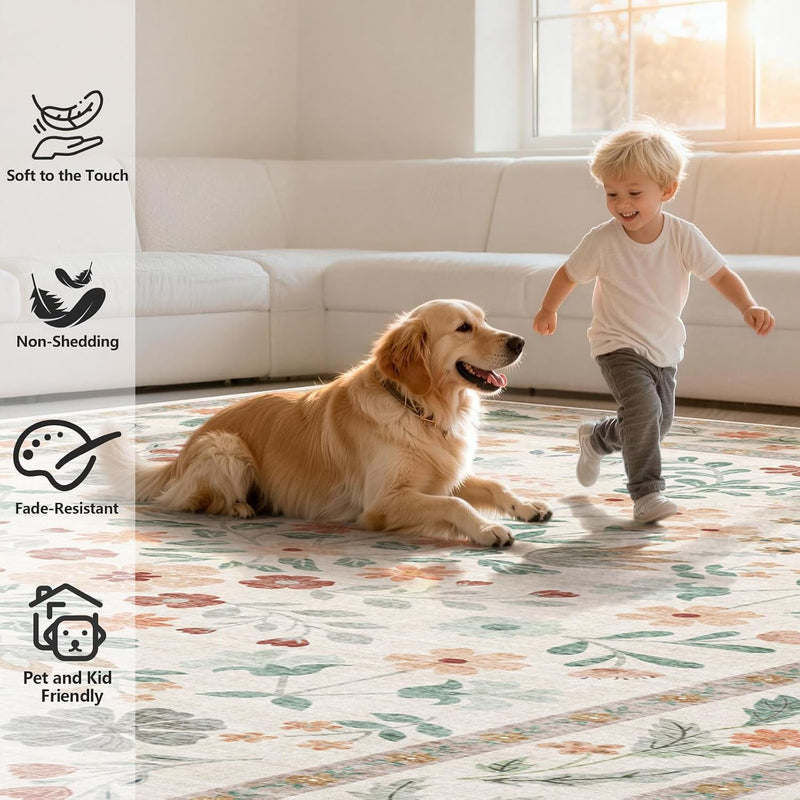 Washable Rugs Living Room Non Slip Floor